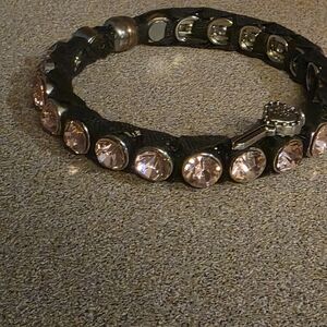 Betsey Johnson Pink Crystal Hinged Bangle Bracelet
